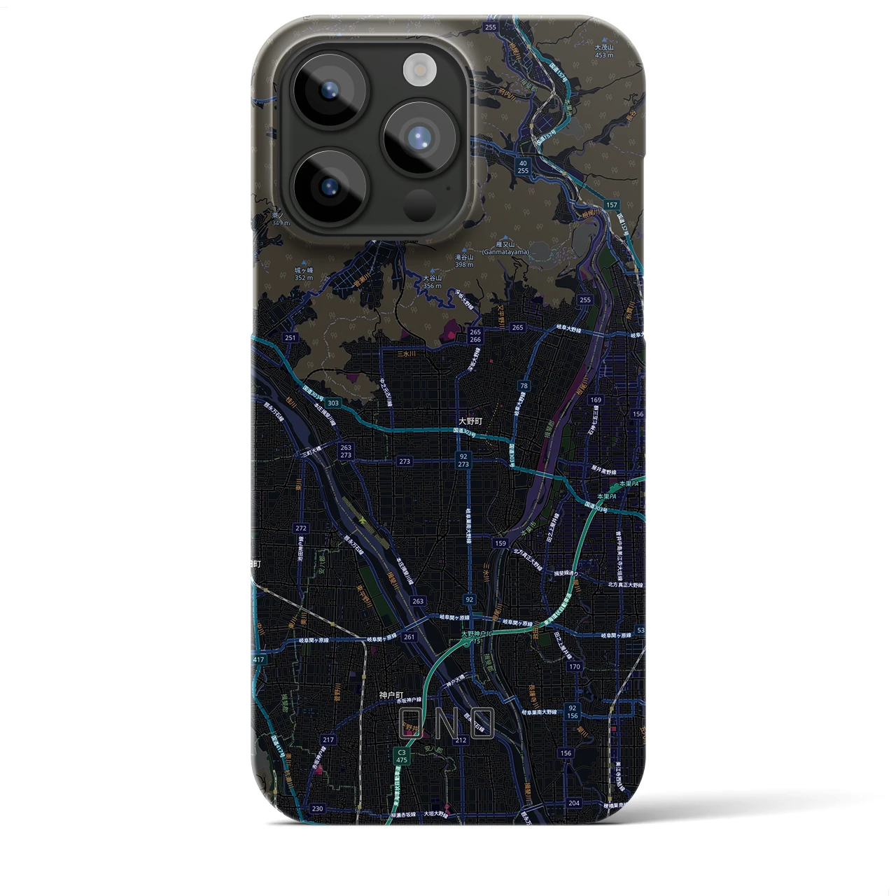 【大野（岐阜県）】地図柄iPhoneケース（バックカバータイプ）