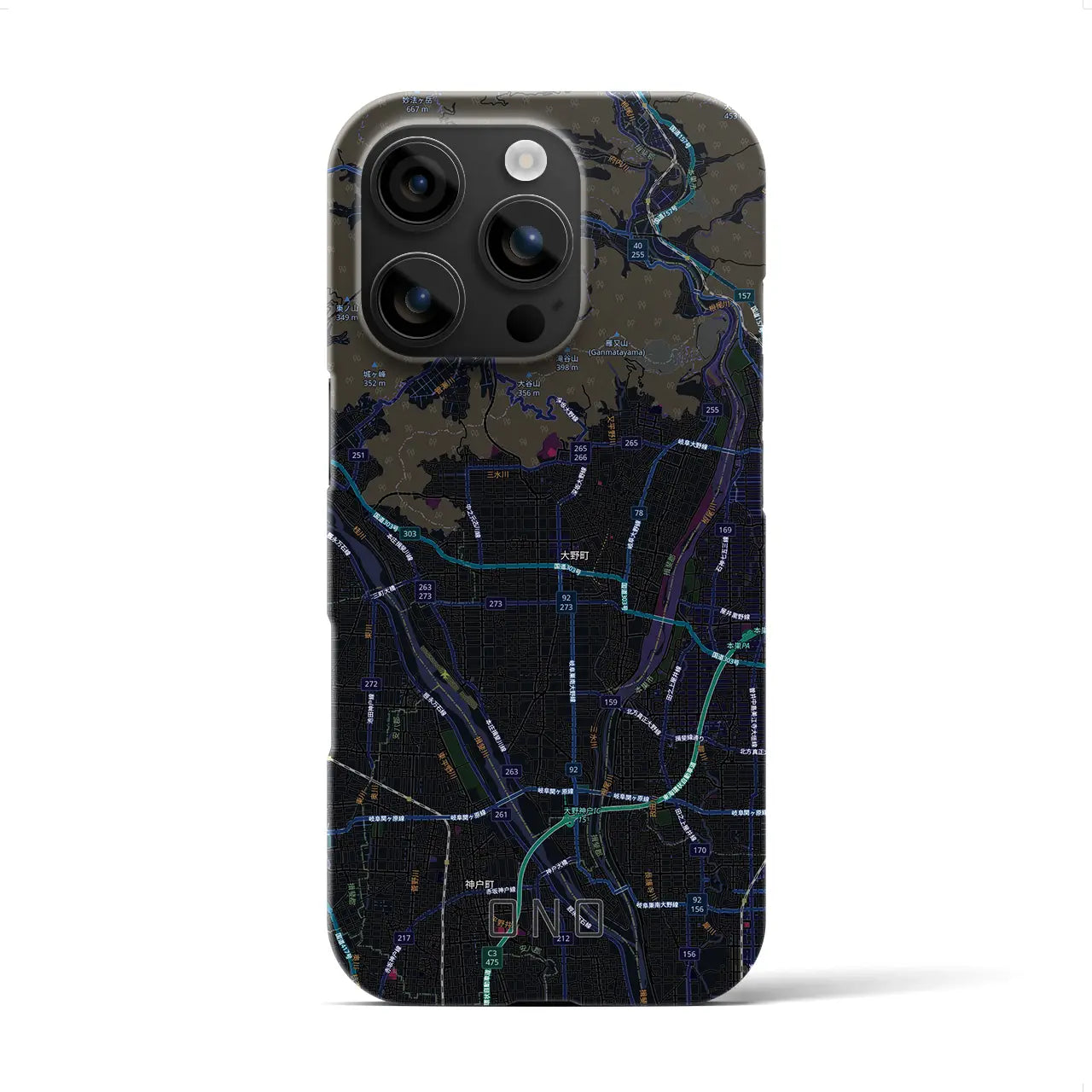 【大野（岐阜県）】地図柄iPhoneケース（バックカバータイプ）