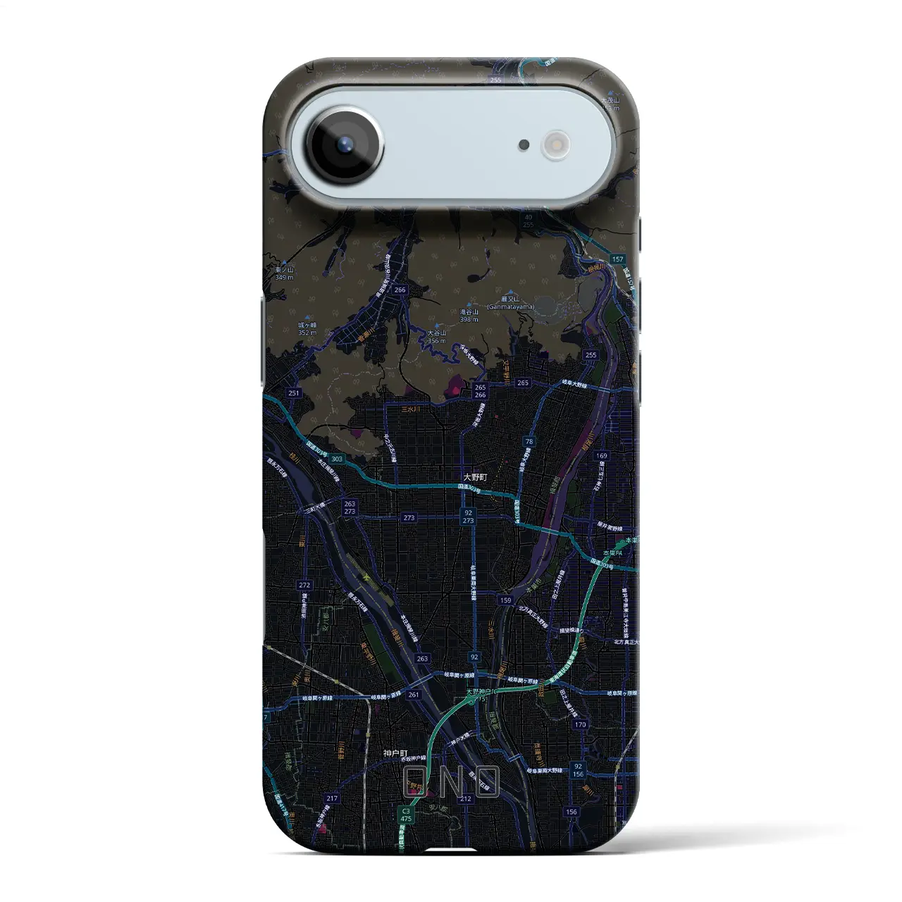 【大野（岐阜県）】地図柄iPhoneケース（バックカバータイプ）