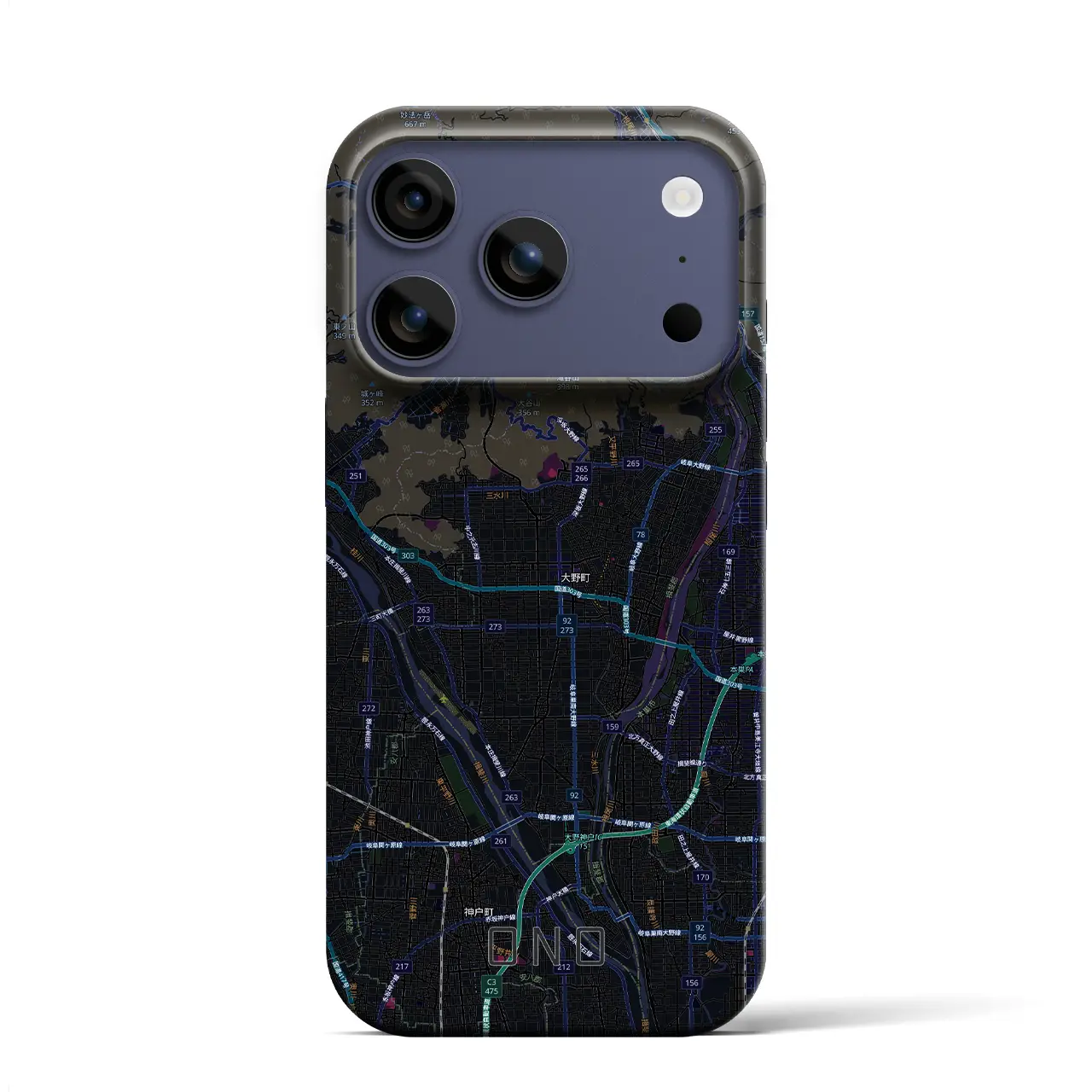 【大野（岐阜県）】地図柄iPhoneケース（バックカバータイプ）