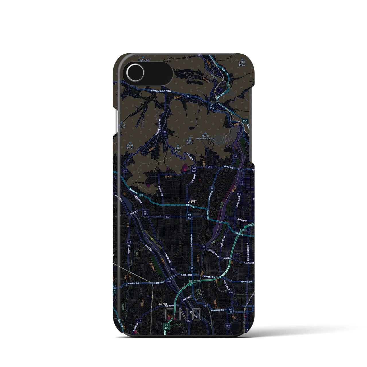 【大野（岐阜県）】地図柄iPhoneケース（バックカバータイプ）