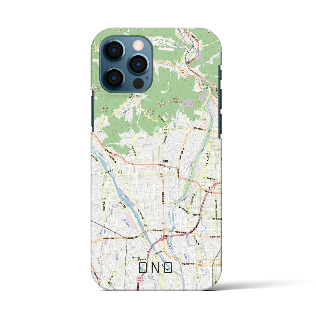 【大野（岐阜県）】地図柄iPhoneケース（バックカバータイプ）