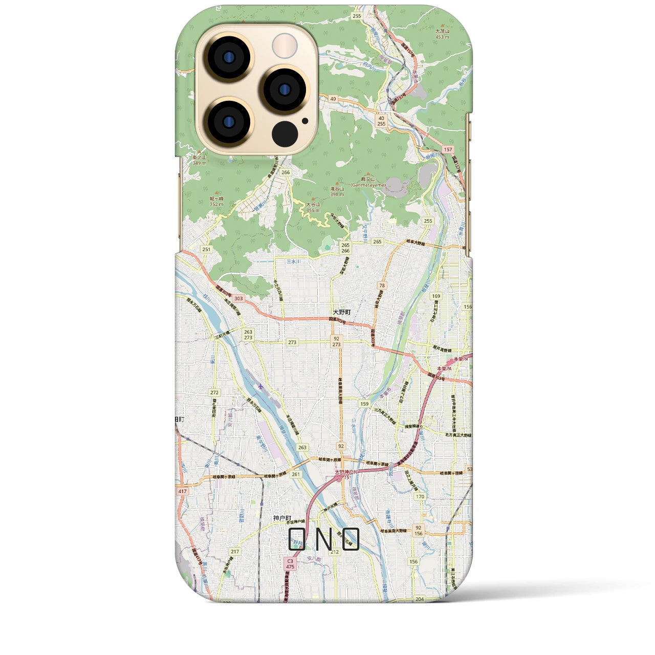 【大野（岐阜県）】地図柄iPhoneケース（バックカバータイプ）