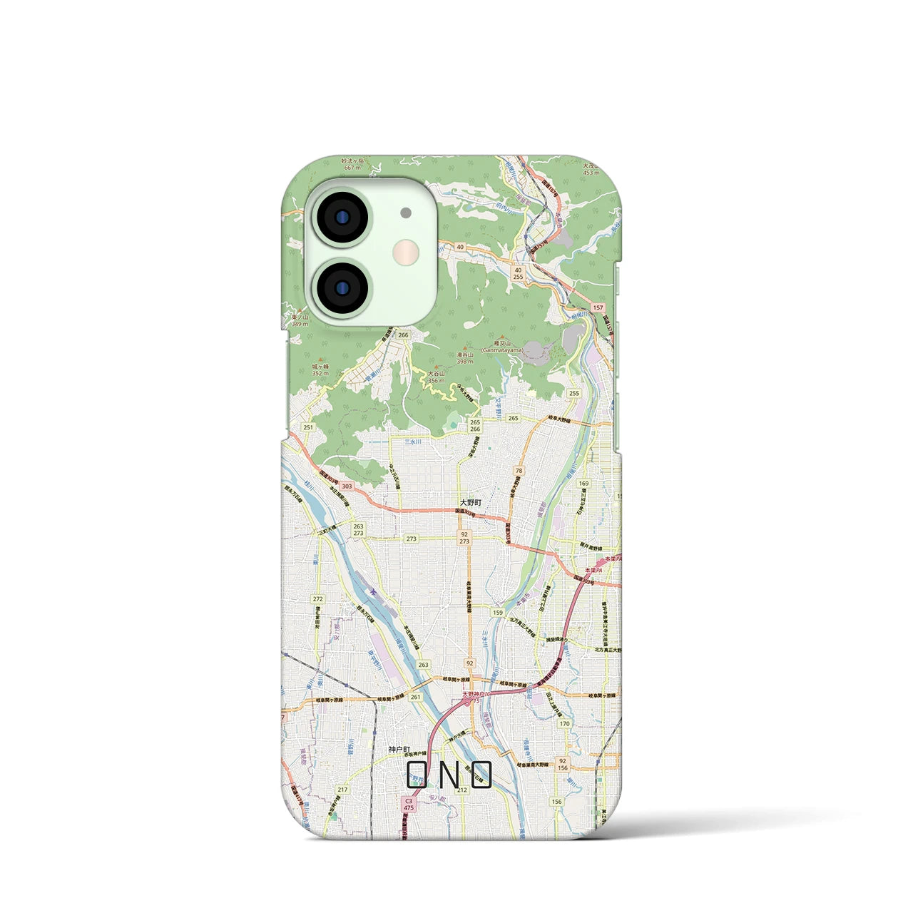 【大野（岐阜県）】地図柄iPhoneケース（バックカバータイプ）