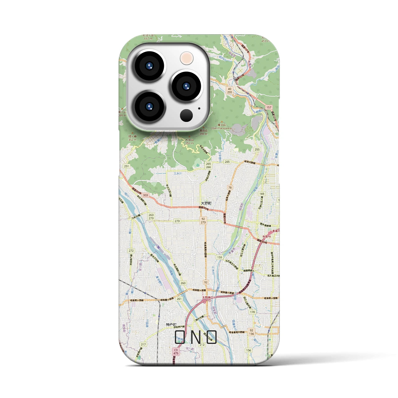 【大野（岐阜県）】地図柄iPhoneケース（バックカバータイプ）