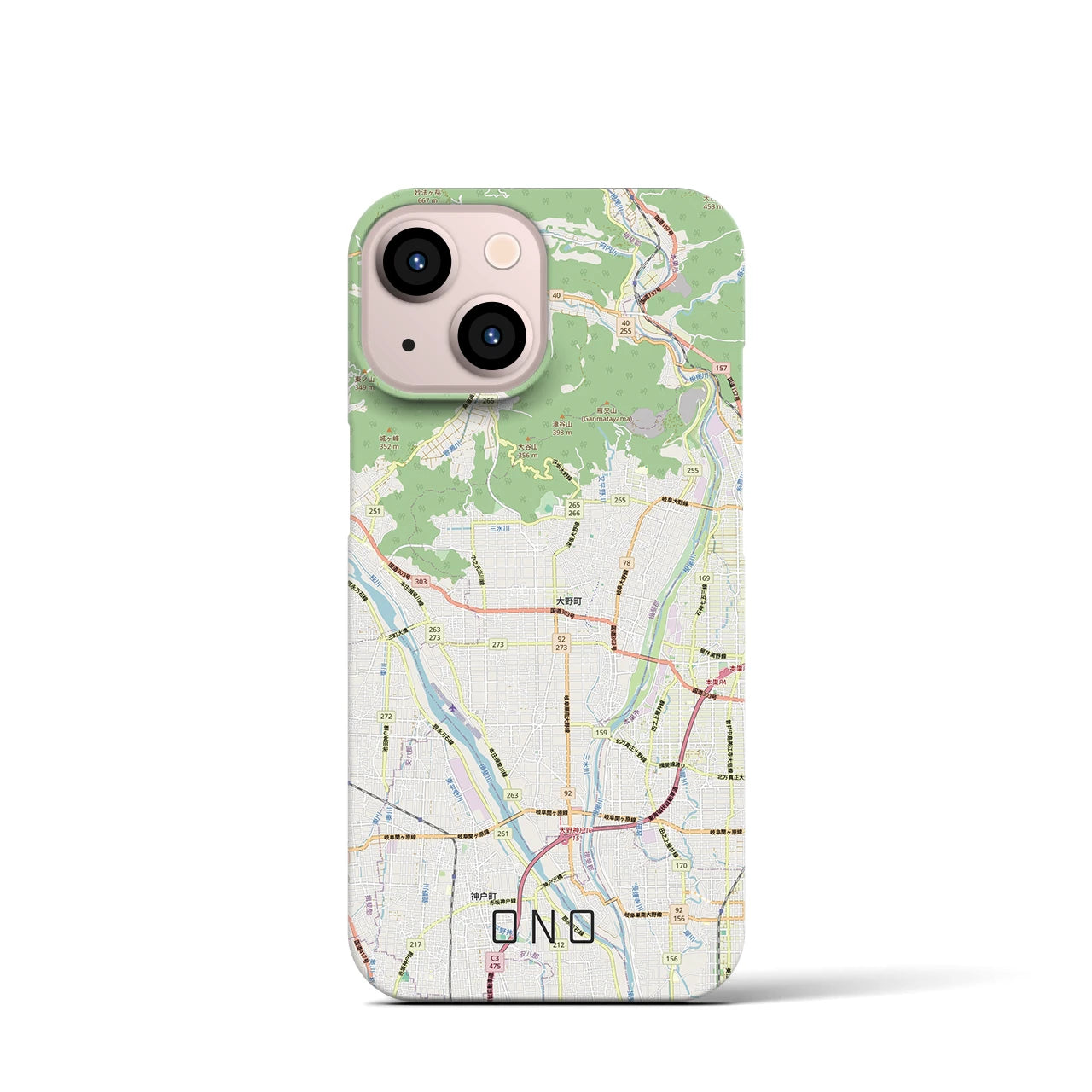 【大野（岐阜県）】地図柄iPhoneケース（バックカバータイプ）