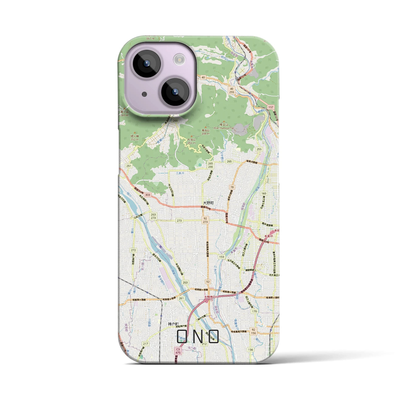 【大野（岐阜県）】地図柄iPhoneケース（バックカバータイプ）