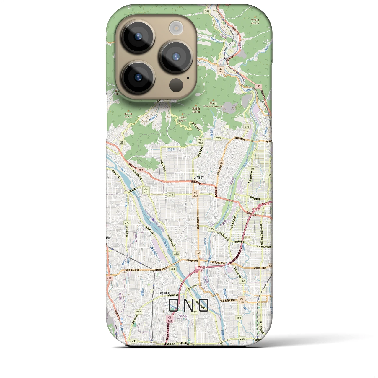 【大野（岐阜県）】地図柄iPhoneケース（バックカバータイプ）