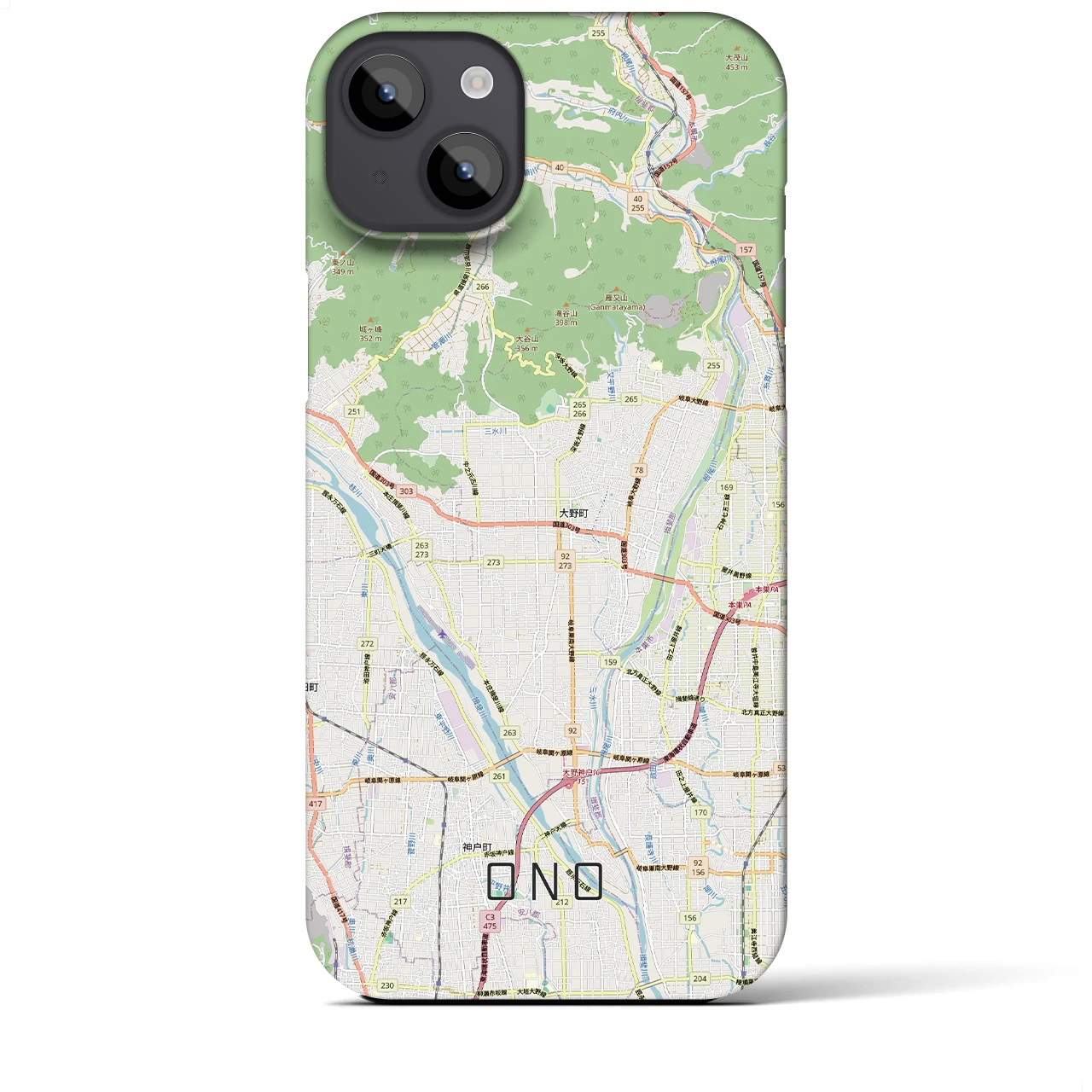 【大野（岐阜県）】地図柄iPhoneケース（バックカバータイプ）