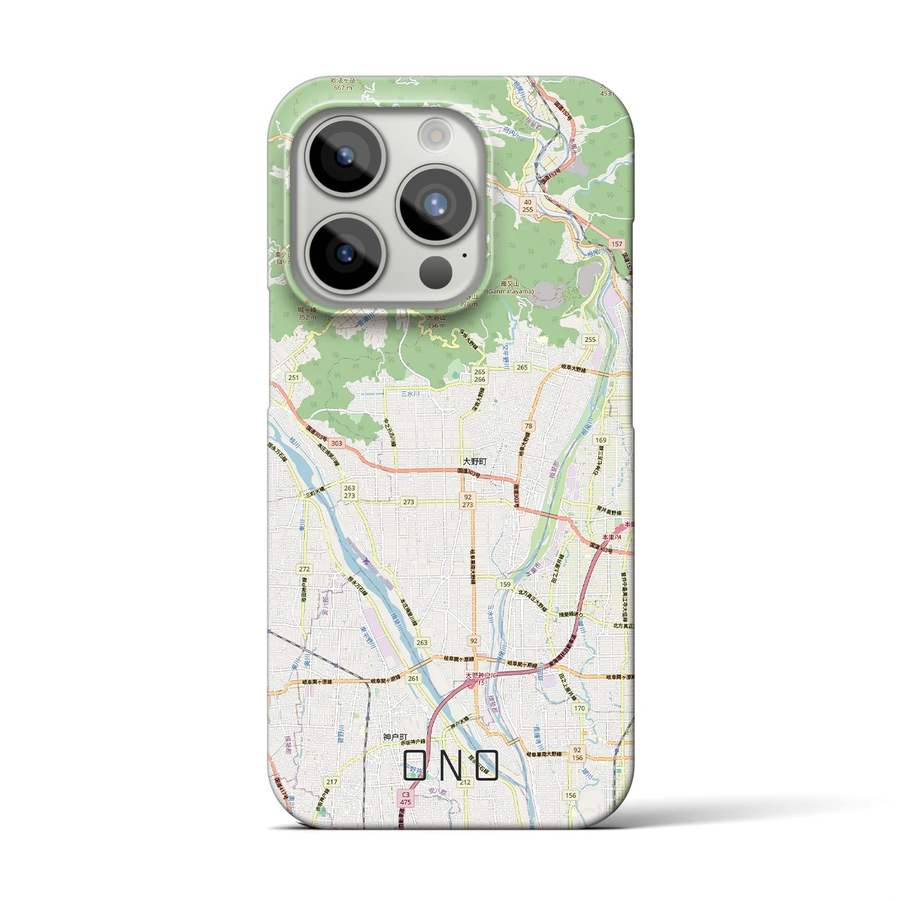 【大野（岐阜県）】地図柄iPhoneケース（バックカバータイプ）