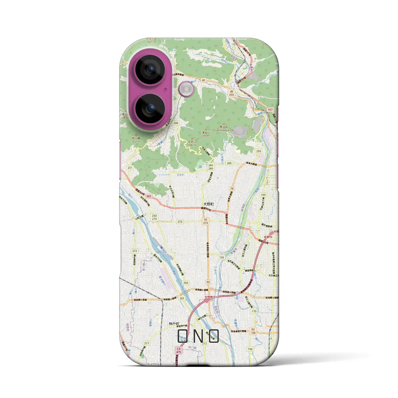 【大野（岐阜県）】地図柄iPhoneケース（バックカバータイプ）