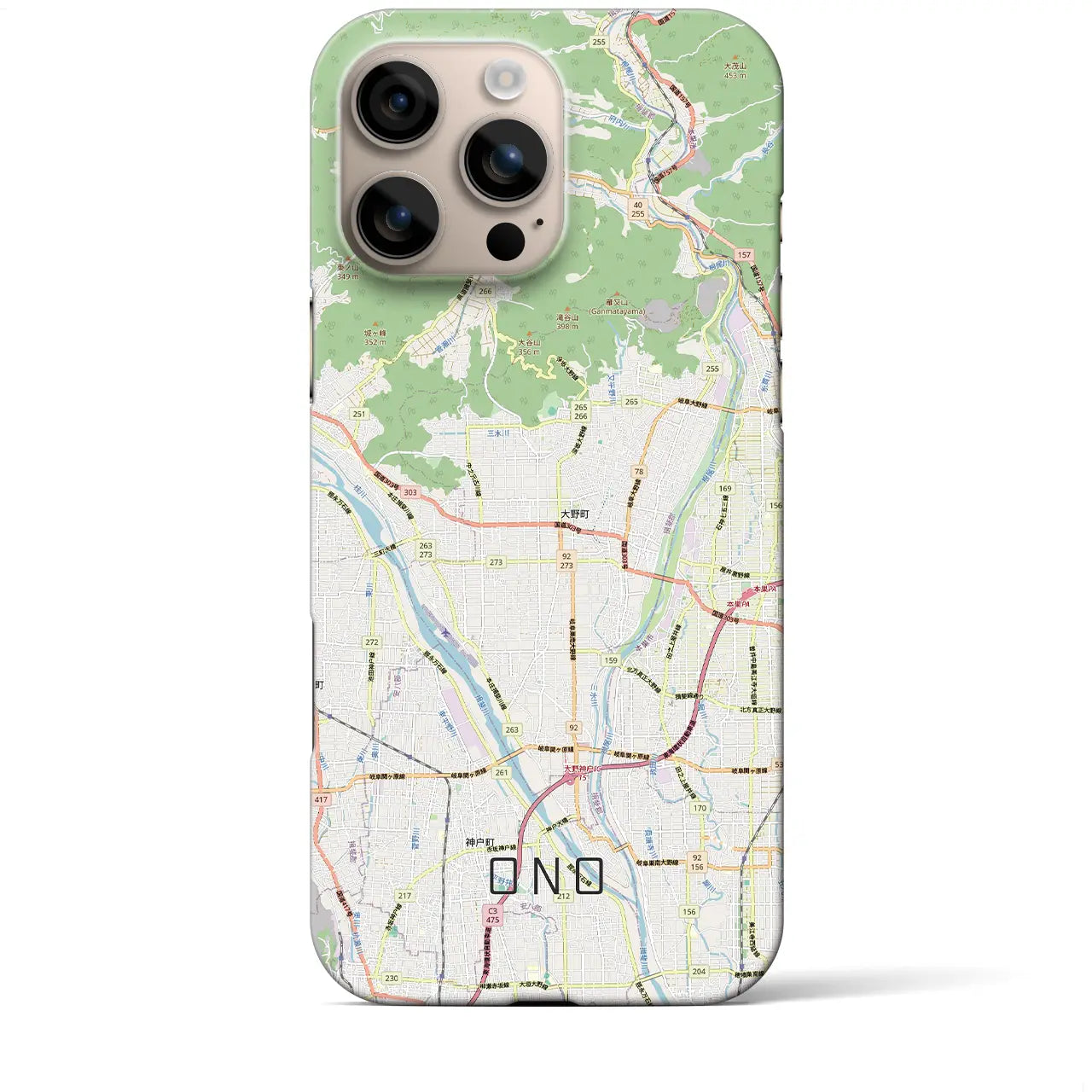 【大野（岐阜県）】地図柄iPhoneケース（バックカバータイプ）