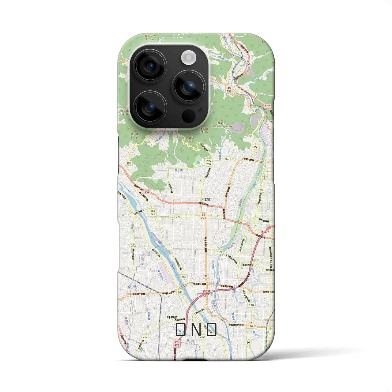 【大野（岐阜県）】地図柄iPhoneケース（バックカバータイプ）