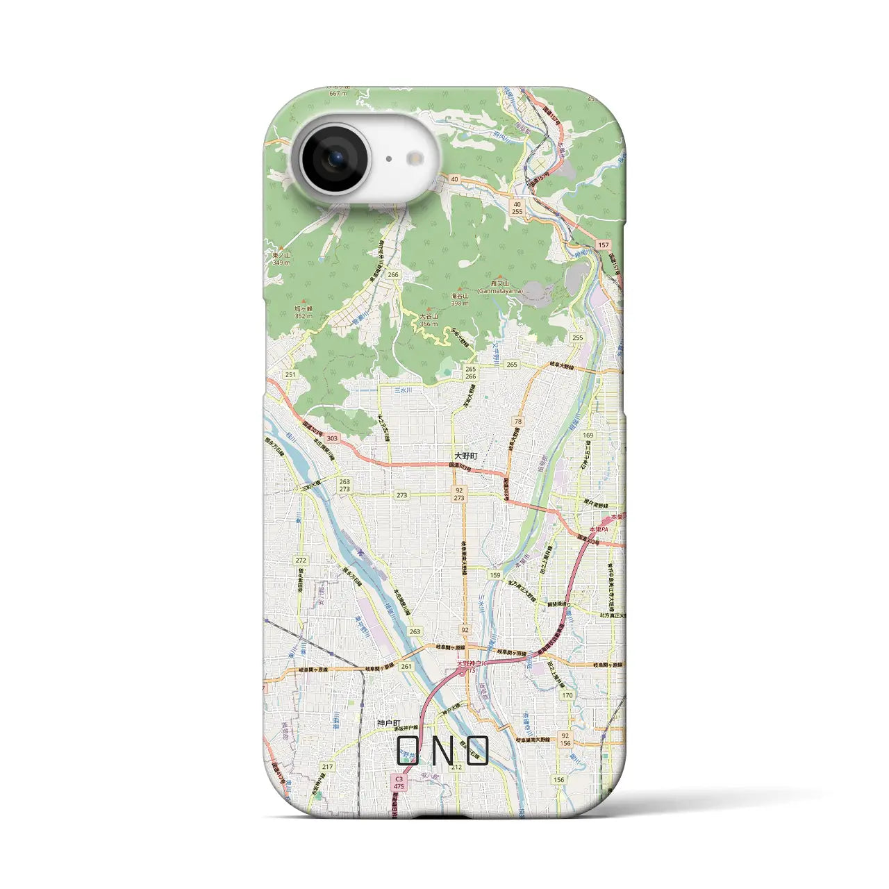 【大野（岐阜県）】地図柄iPhoneケース（バックカバータイプ）