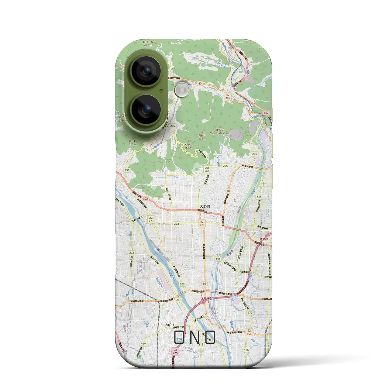【大野（岐阜県）】地図柄iPhoneケース（バックカバータイプ）ナチュラル・iPhone 17 Pro Max 用
