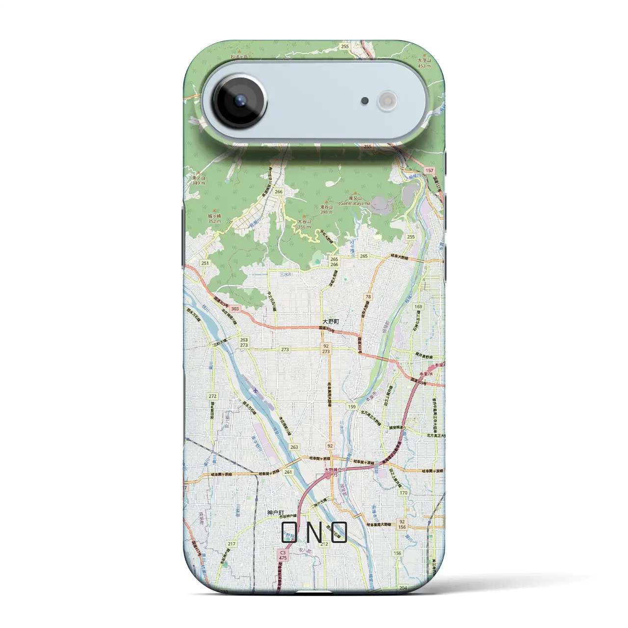 【大野（岐阜県）】地図柄iPhoneケース（バックカバータイプ）