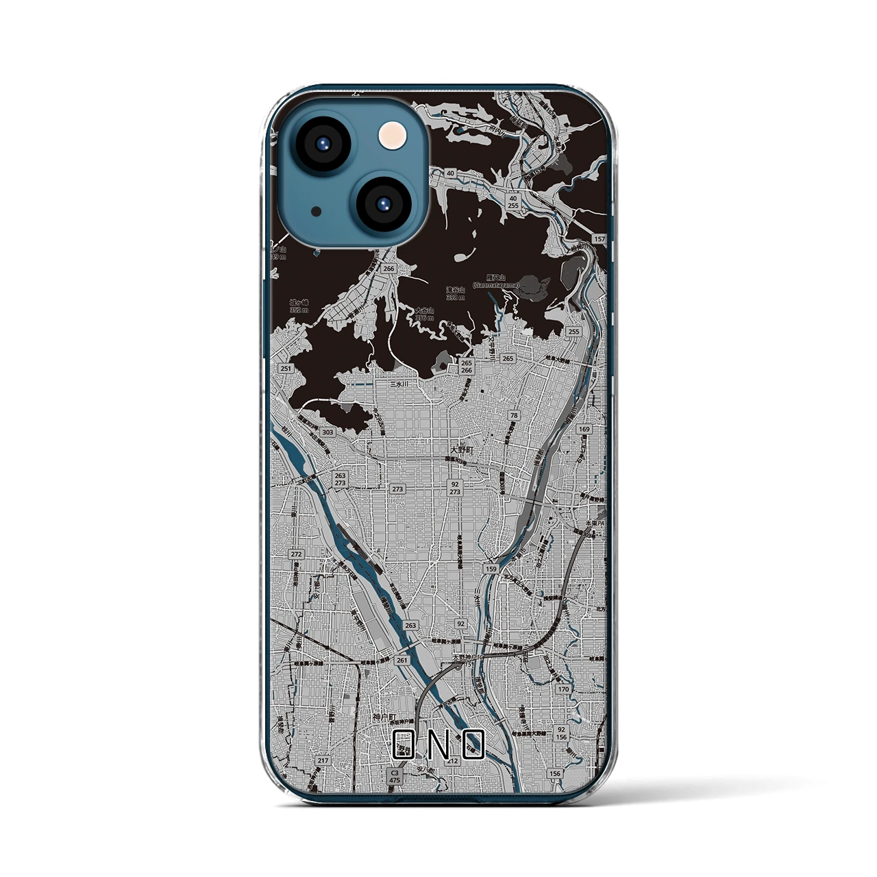 【大野（岐阜県）】地図柄iPhoneケース（クリアタイプ）