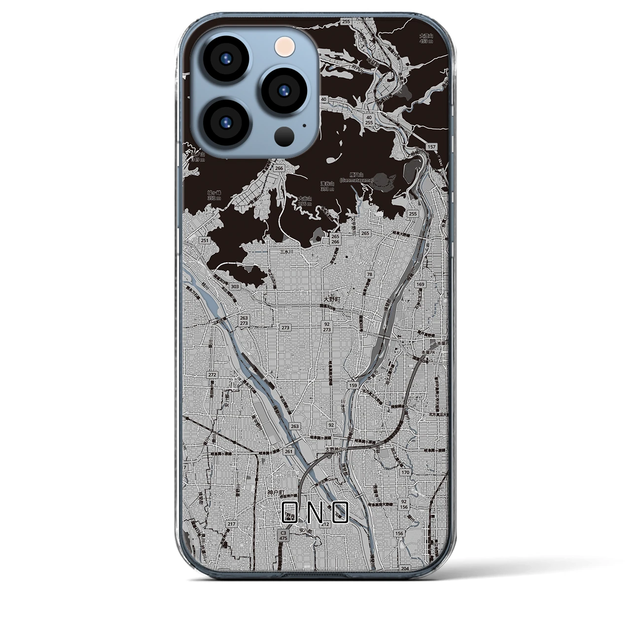 【大野（岐阜県）】地図柄iPhoneケース（クリアタイプ）