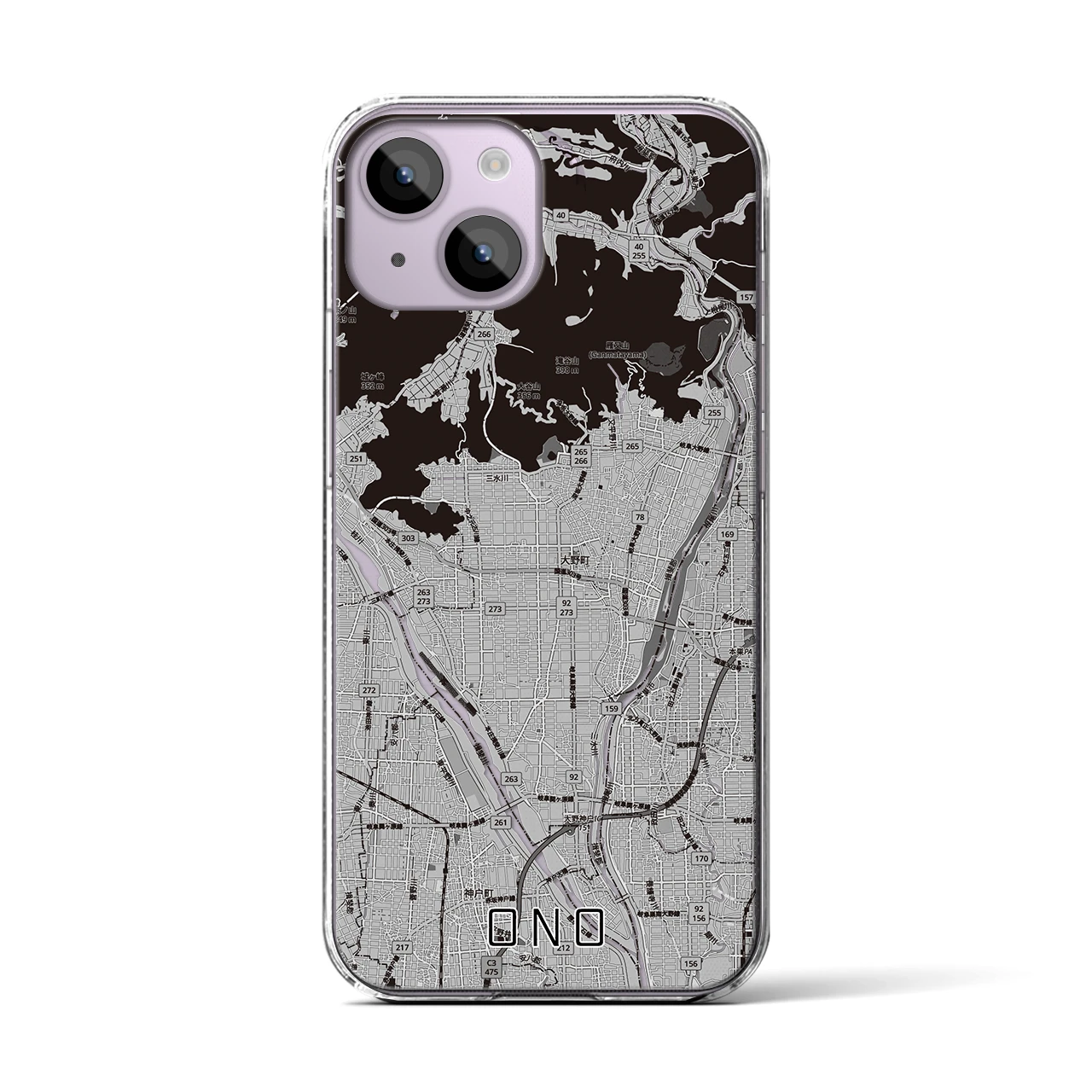 【大野（岐阜県）】地図柄iPhoneケース（クリアタイプ）