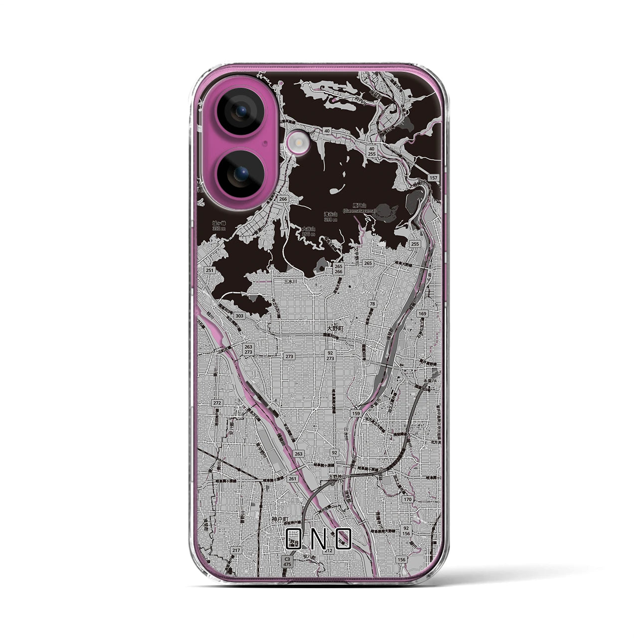 【大野（岐阜県）】地図柄iPhoneケース（クリアタイプ）