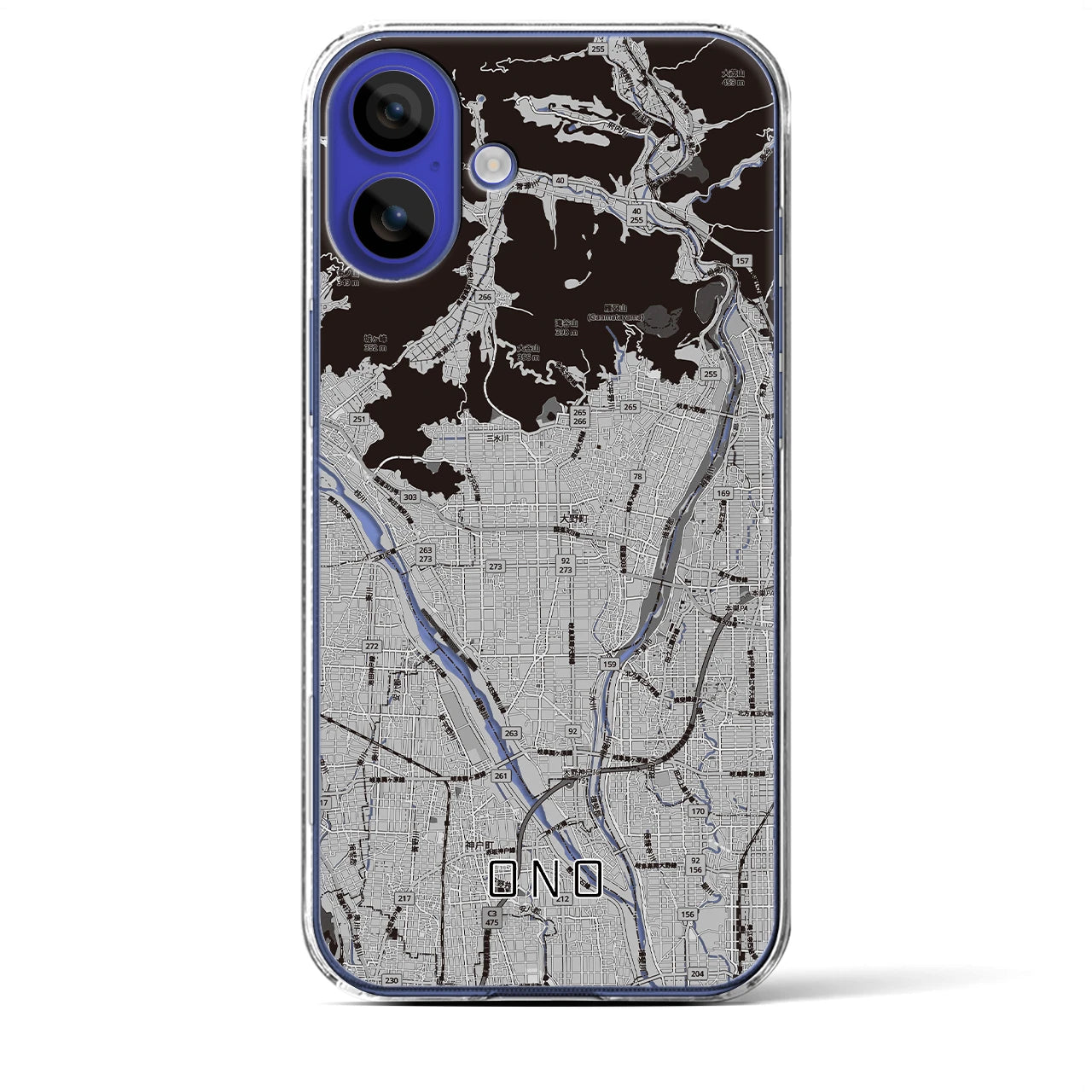 【大野（岐阜県）】地図柄iPhoneケース（クリアタイプ）