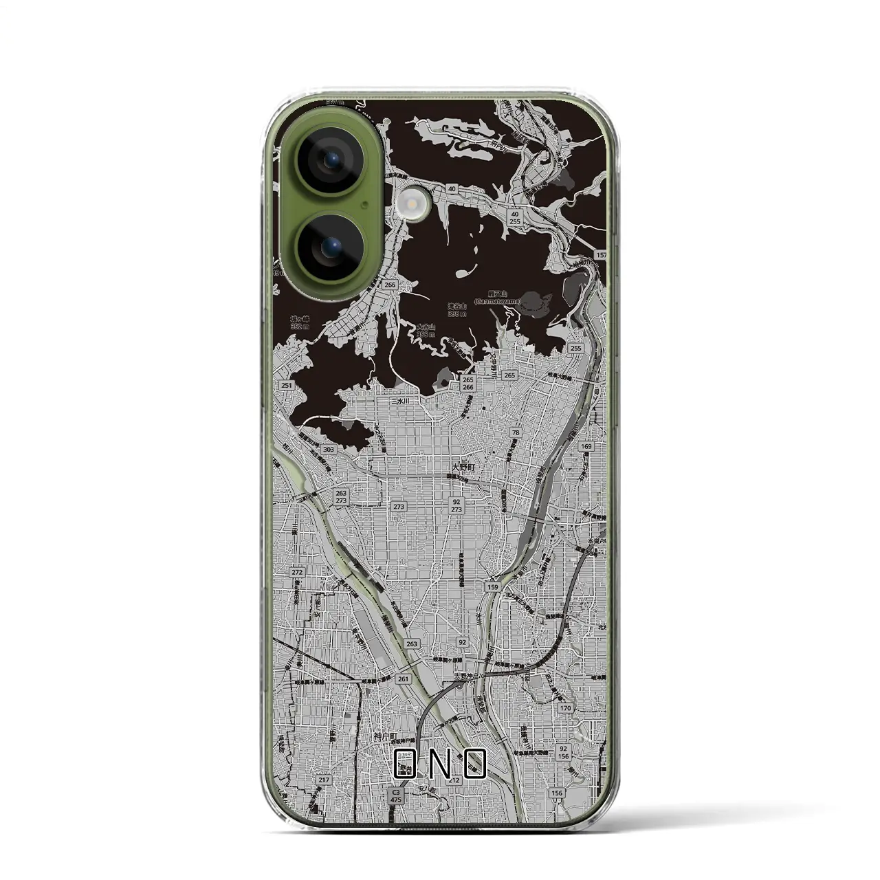 【大野（岐阜県）】地図柄iPhoneケース（クリアタイプ）