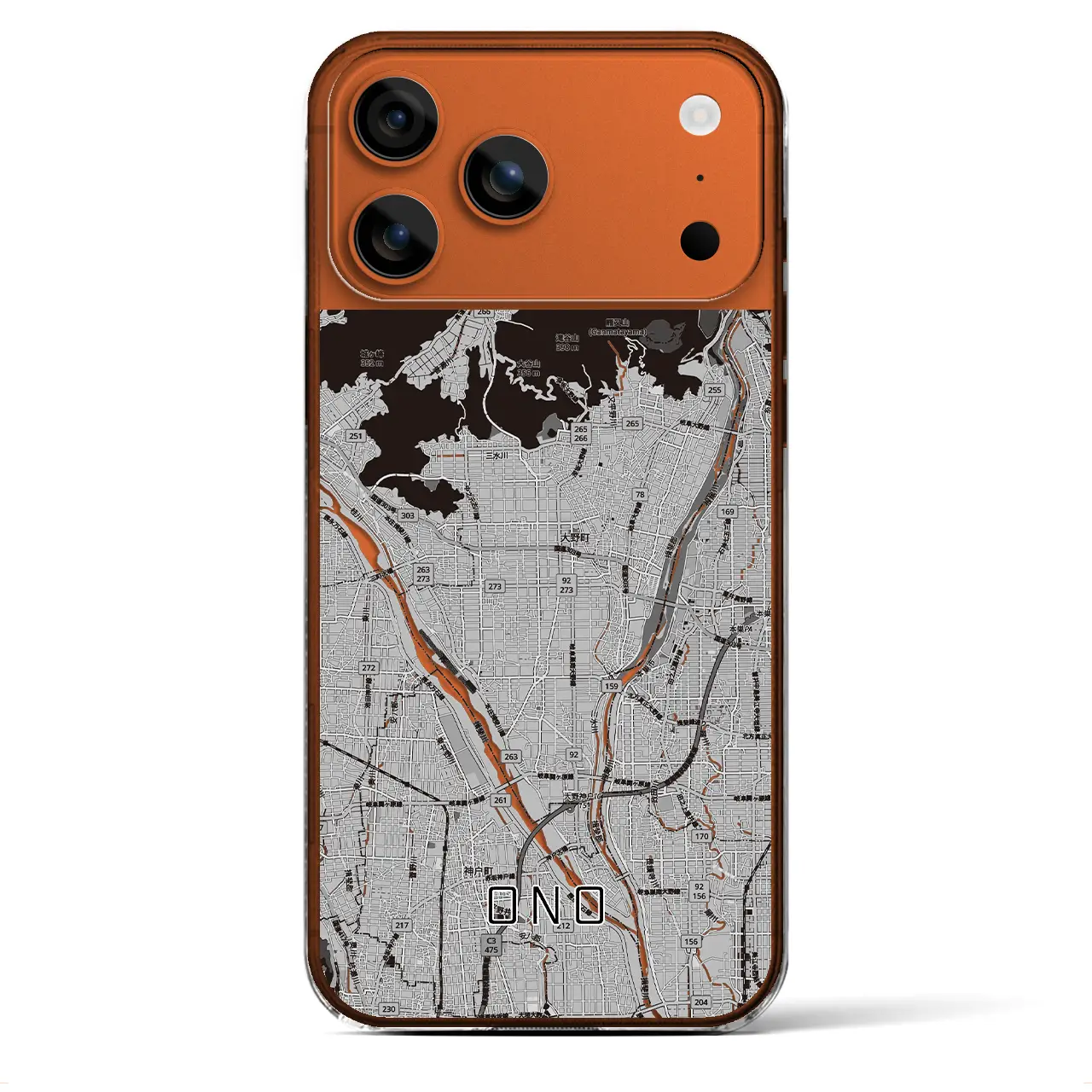 【大野（岐阜県）】地図柄iPhoneケース（クリアタイプ）