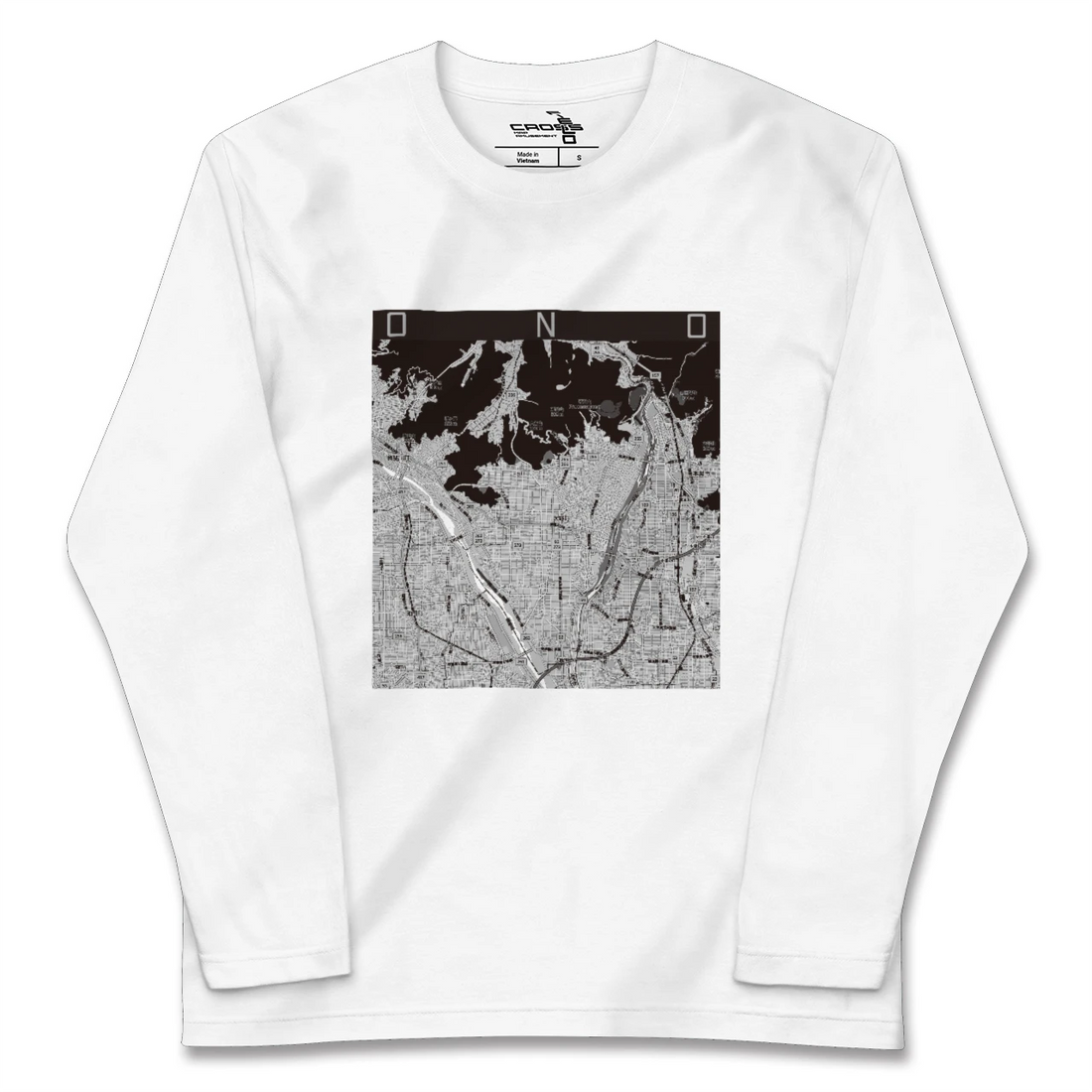 【大野（岐阜県）（岐阜県）】地図柄ロングスリーブTシャツ