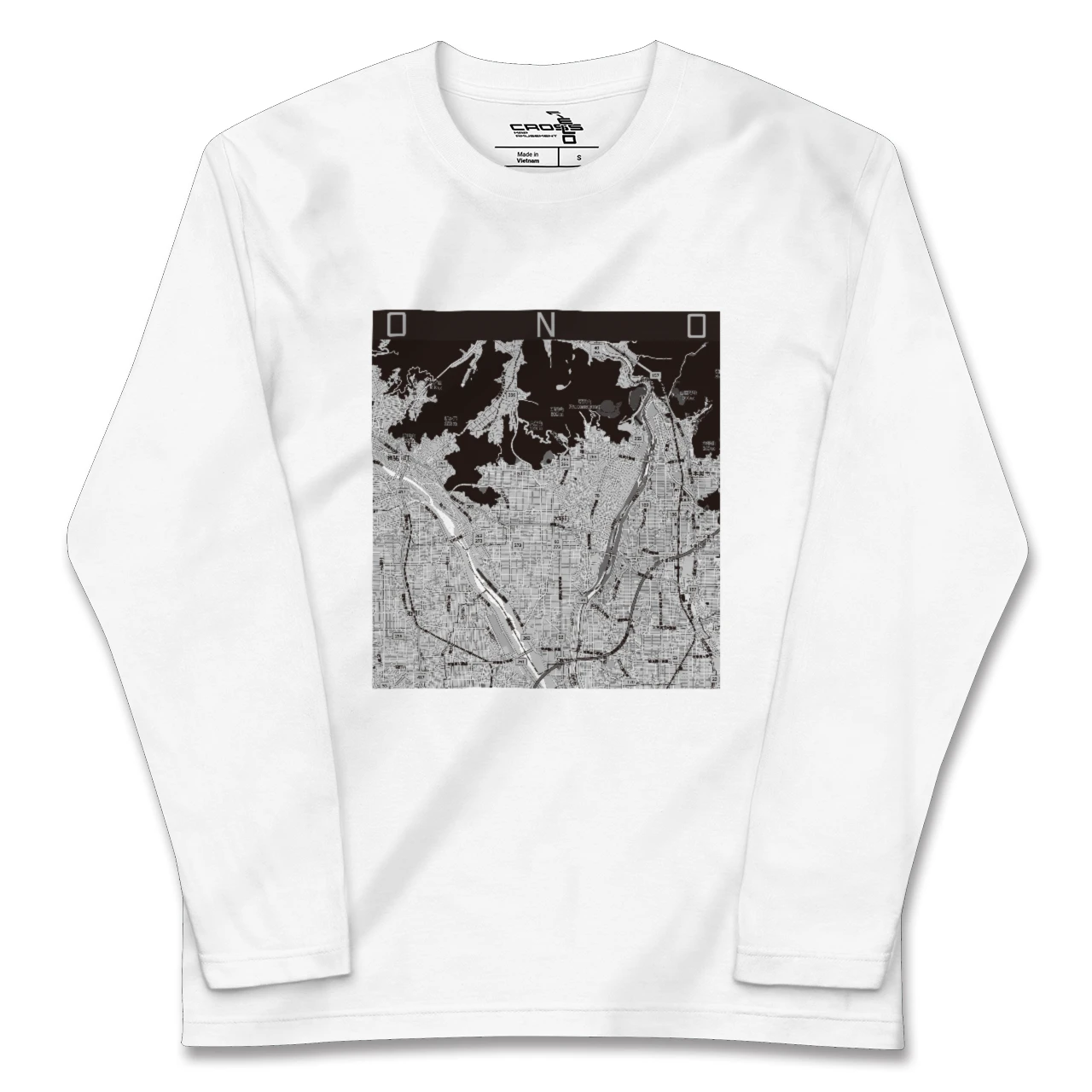 【大野（岐阜県）（岐阜県）】地図柄ロングスリーブTシャツ