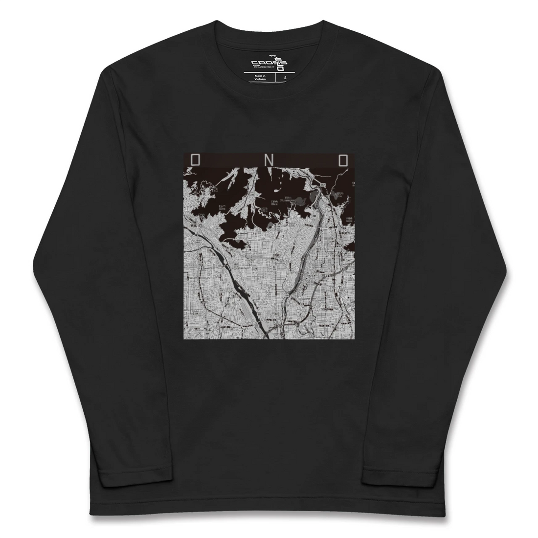 【大野（岐阜県）（岐阜県）】地図柄ロングスリーブTシャツ