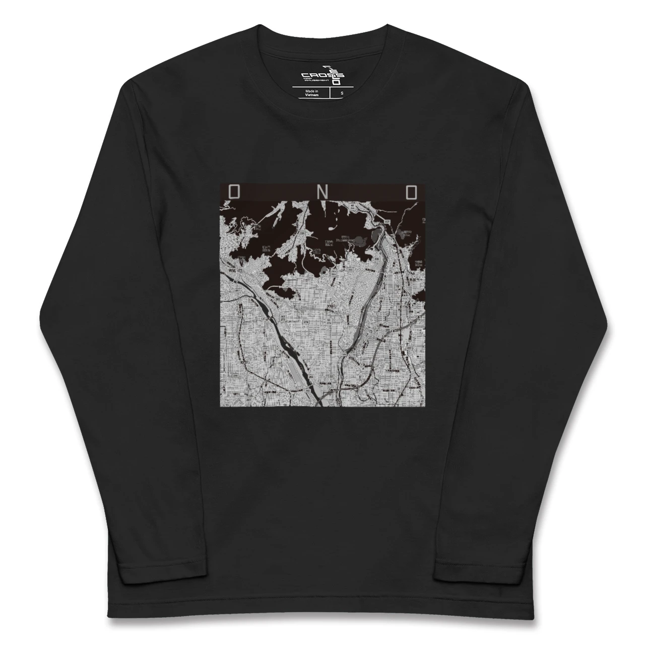 【大野（岐阜県）（岐阜県）】地図柄ロングスリーブTシャツ