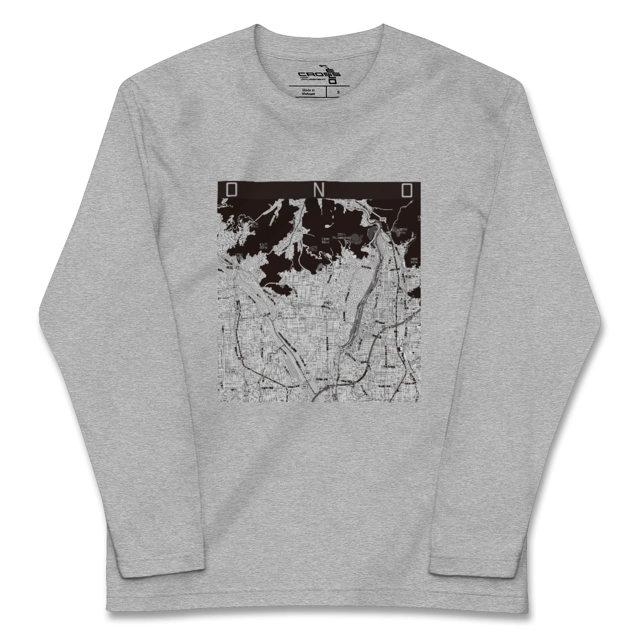 【大野（岐阜県）（岐阜県）】地図柄ロングスリーブTシャツ
