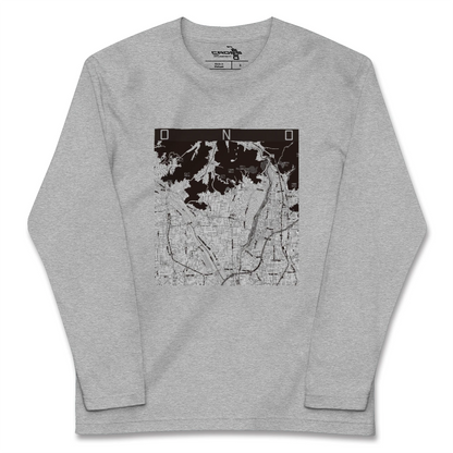 【大野（岐阜県）（岐阜県）】地図柄ロングスリーブTシャツ