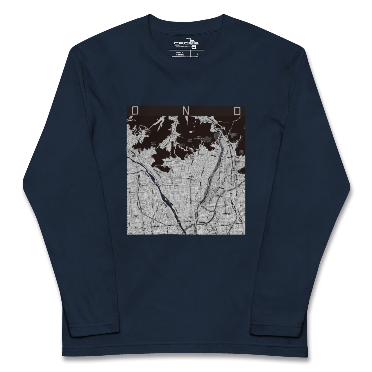 【大野（岐阜県）（岐阜県）】地図柄ロングスリーブTシャツ