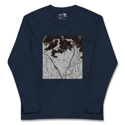 【大野（岐阜県）（岐阜県）】地図柄ロングスリーブTシャツ