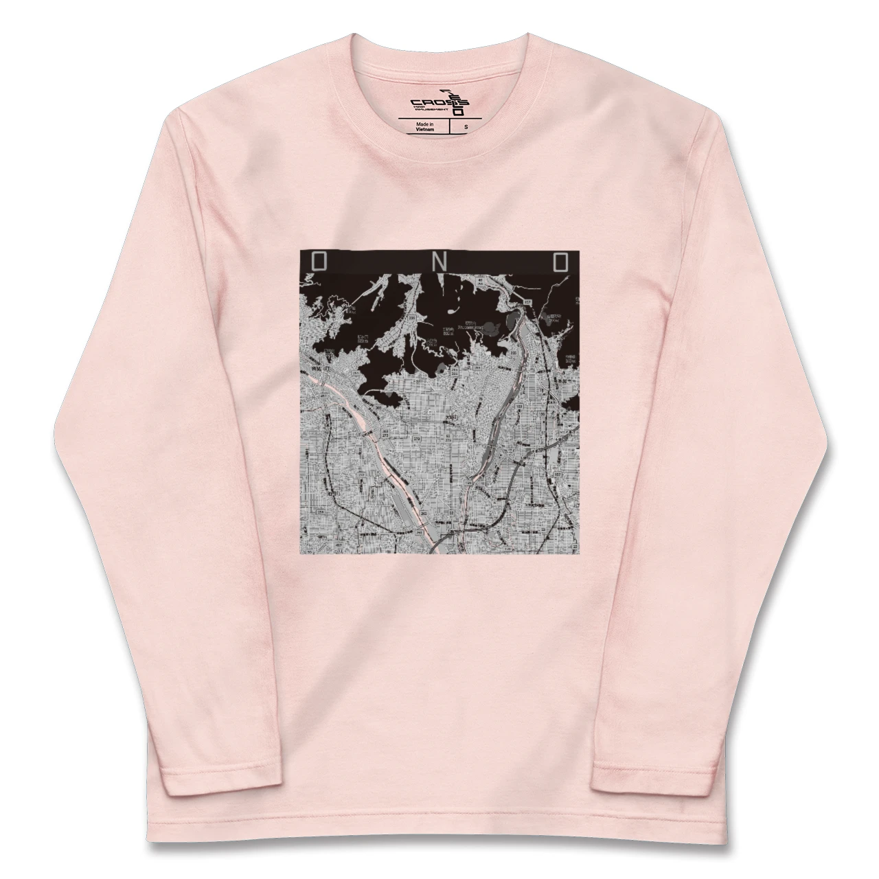 【大野（岐阜県）（岐阜県）】地図柄ロングスリーブTシャツ