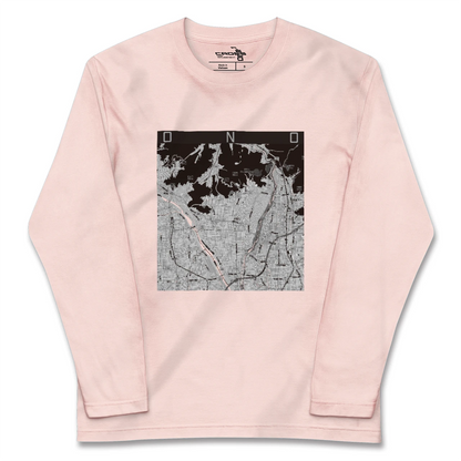 【大野（岐阜県）（岐阜県）】地図柄ロングスリーブTシャツ