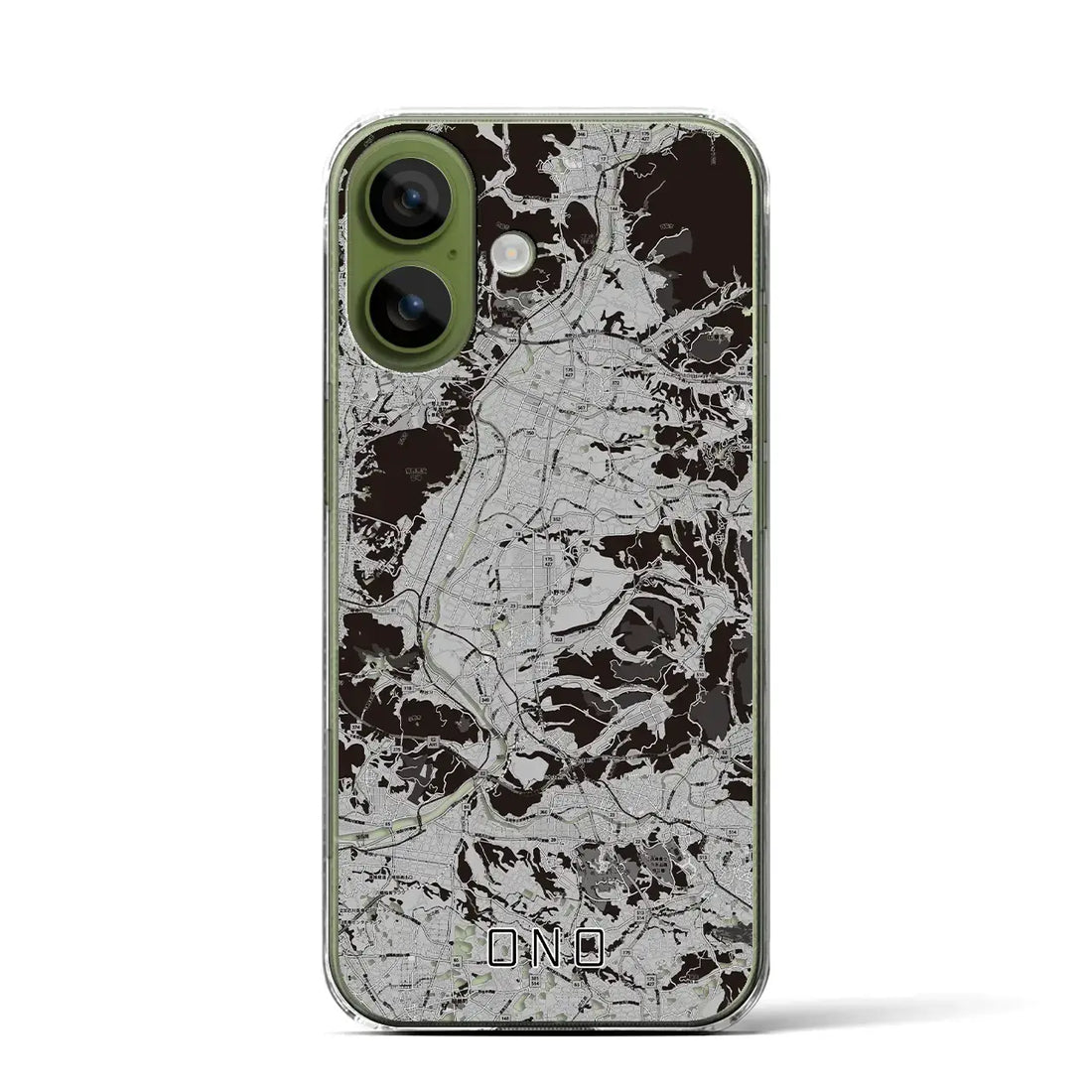 【小野（兵庫県）】地図柄iPhoneケース（クリアタイプ）モノトーン・iPhone 17 Pro Max 用