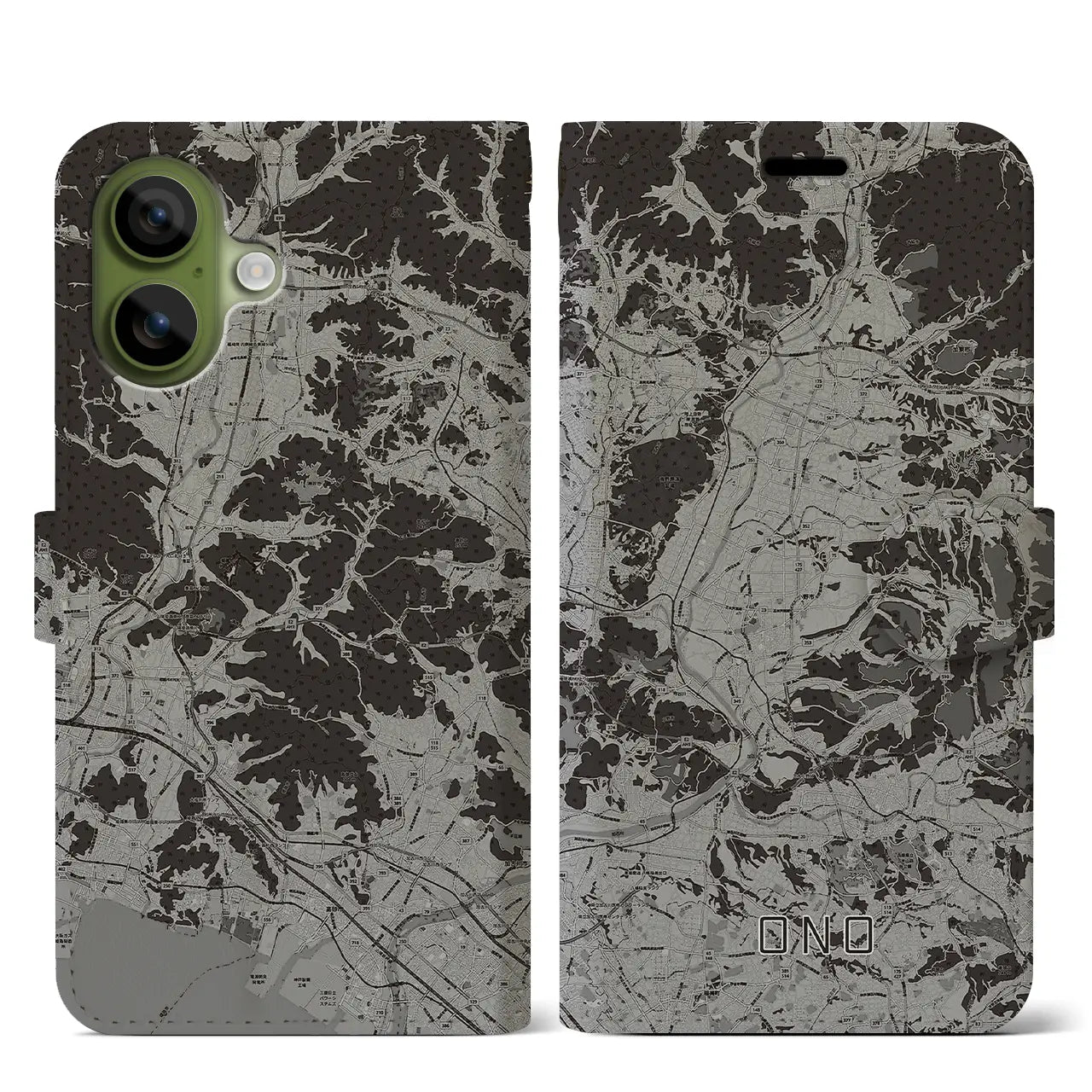 【小野（兵庫県）】地図柄iPhoneケース（手帳タイプ）