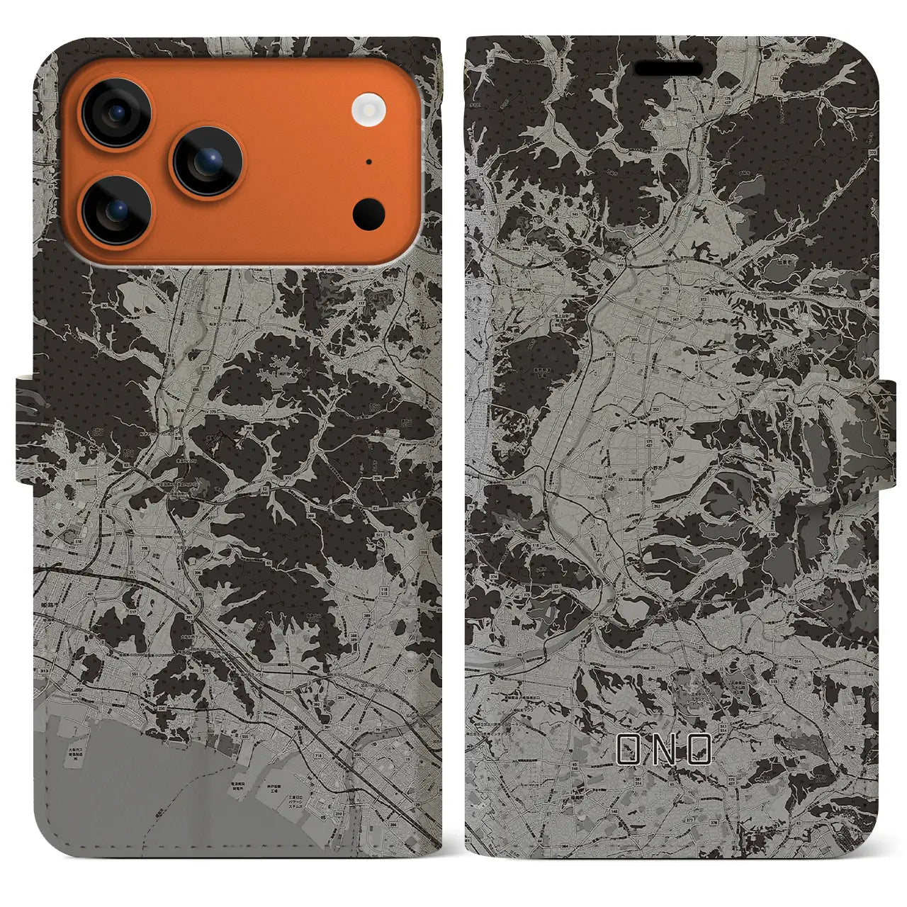 【小野（兵庫県）】地図柄iPhoneケース（手帳タイプ）