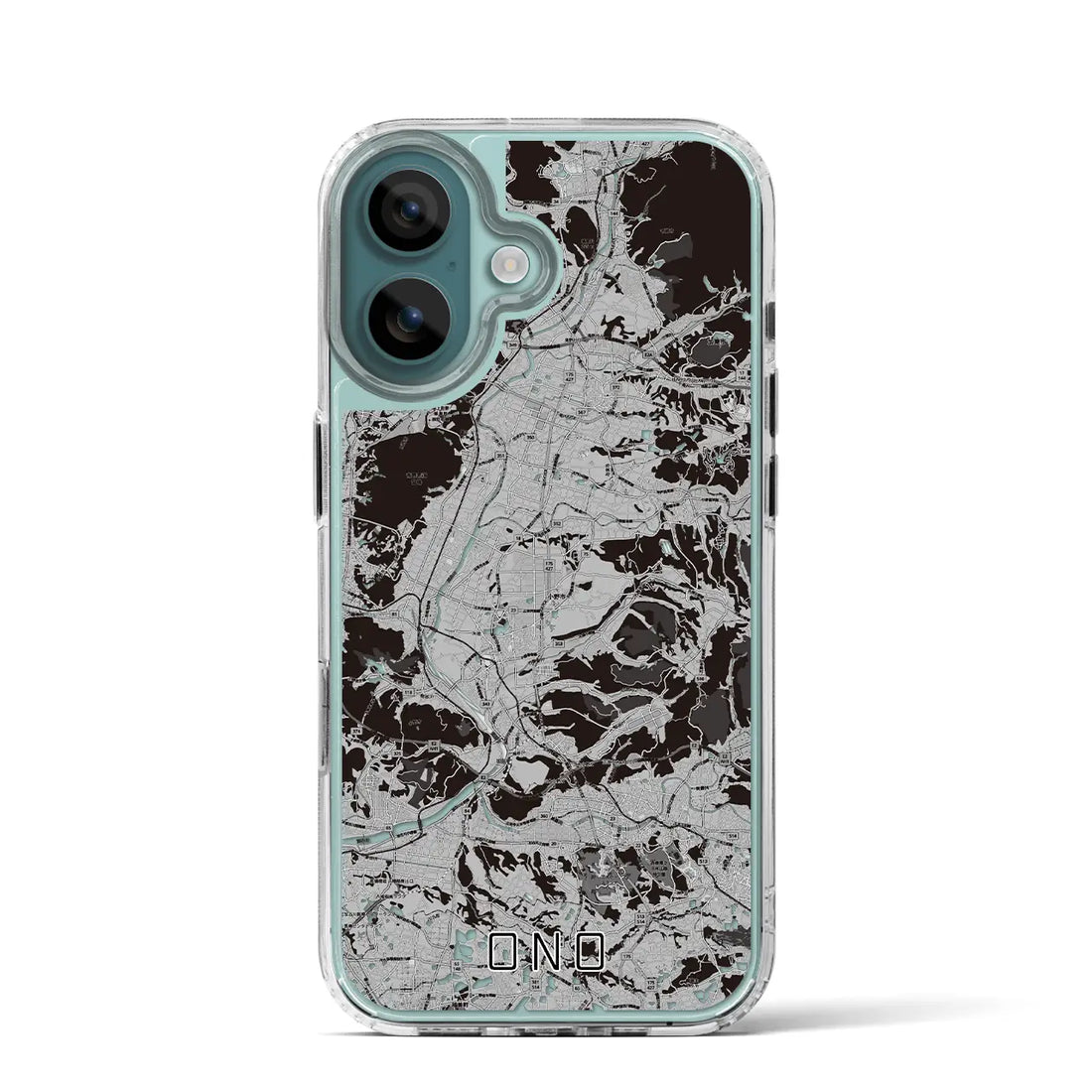 【小野(兵庫県)】地図柄iPhoneケース(MagSafeタイプ)モノトーン・iPhone 16 Pro 用