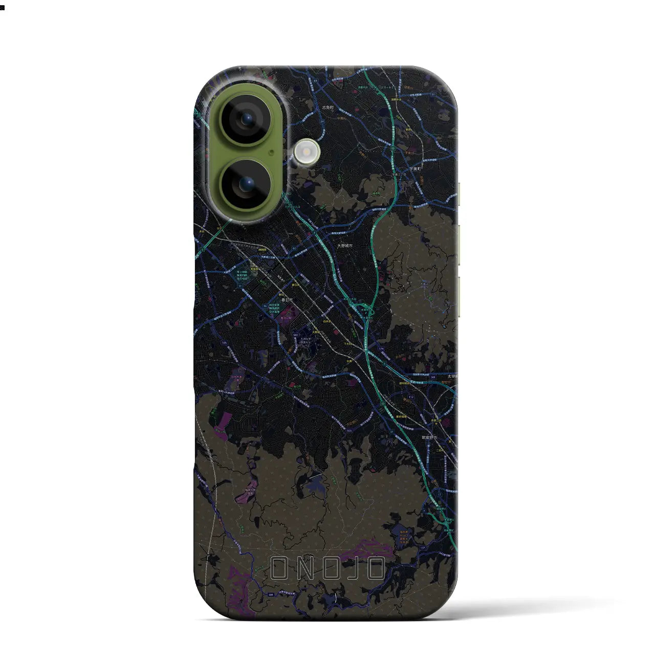 【大野城（福岡県）】地図柄iPhoneケース（バックカバータイプ）