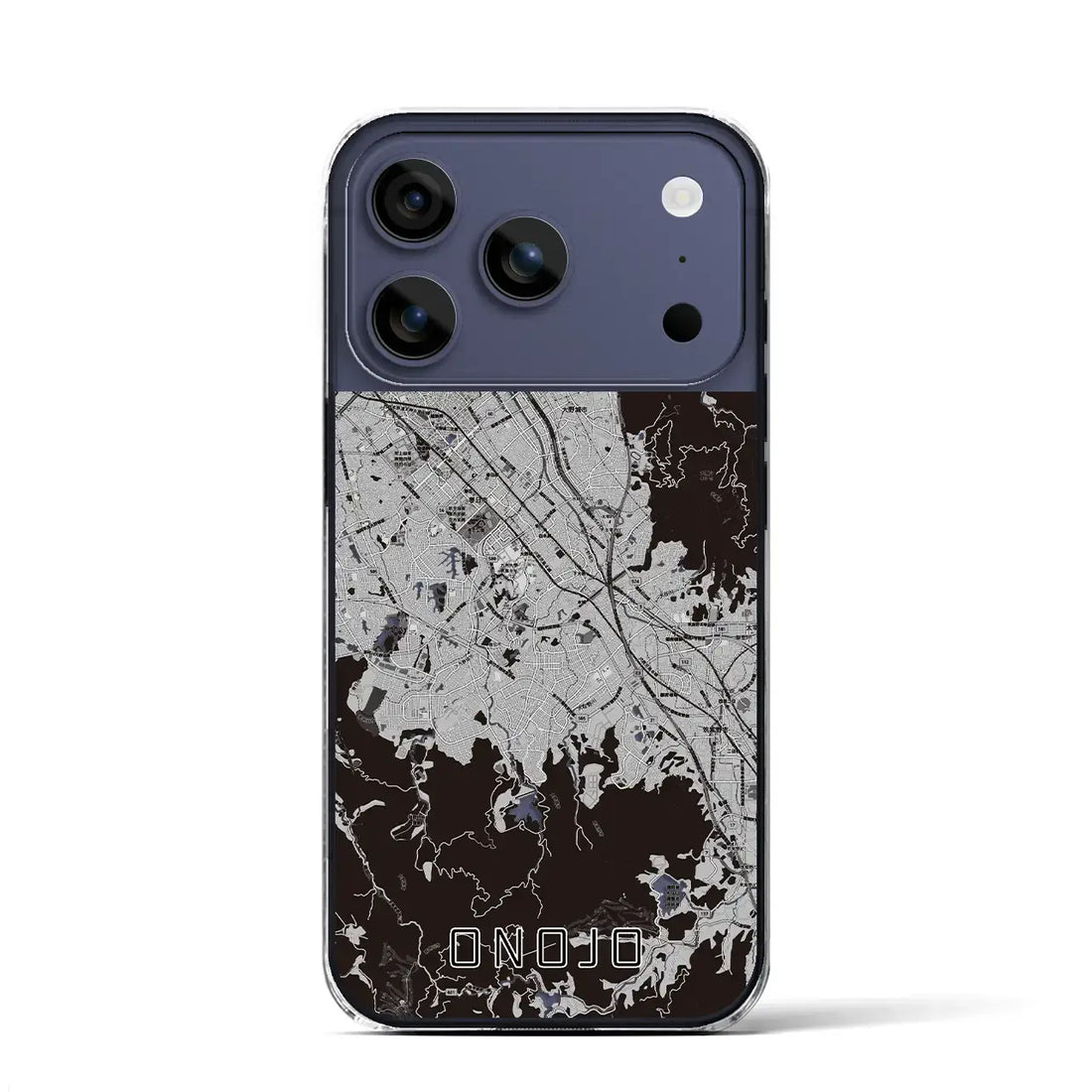 【大野城(福岡県)】地図柄iPhoneケース(クリアタイプ)モノトーン・iPhone 17 Pro Max 用