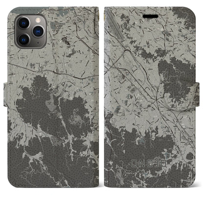 【大野城（福岡県）】地図柄iPhoneケース（手帳タイプ）モノトーン・iPhone 11 Pro Max 用