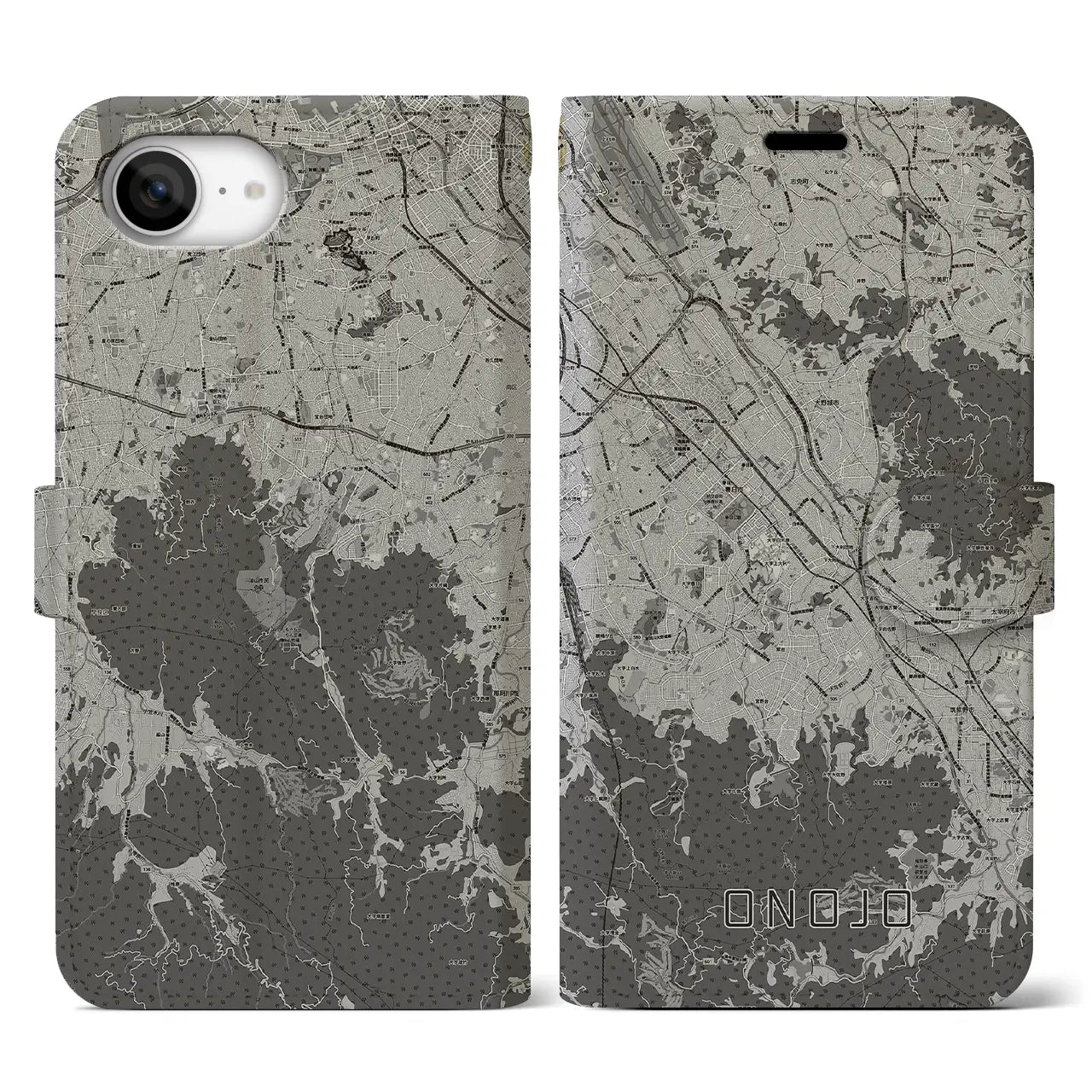 【大野城（福岡県）】地図柄iPhoneケース（手帳タイプ）