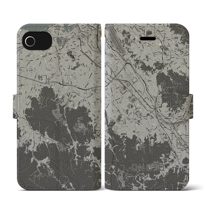 【大野城（福岡県）】地図柄iPhoneケース（手帳タイプ）モノトーン・iPhone SE（第3 / 第2世代） / 8 / 7 / 6s / 6 用