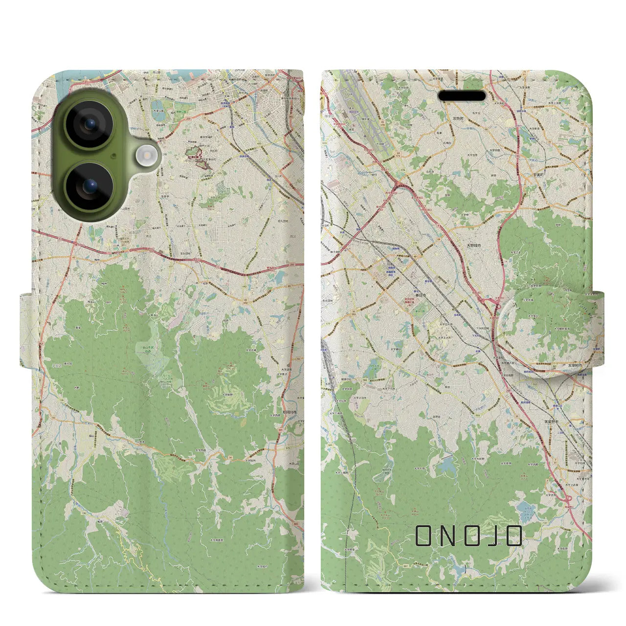 【大野城（福岡県）】地図柄iPhoneケース（手帳タイプ）