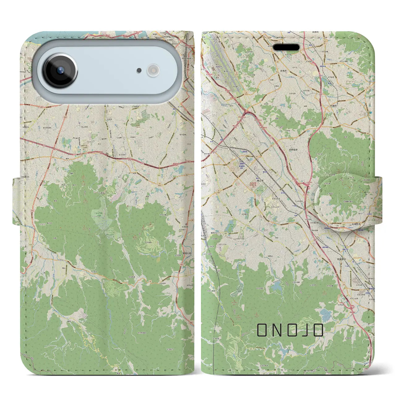 【大野城（福岡県）】地図柄iPhoneケース（手帳タイプ）