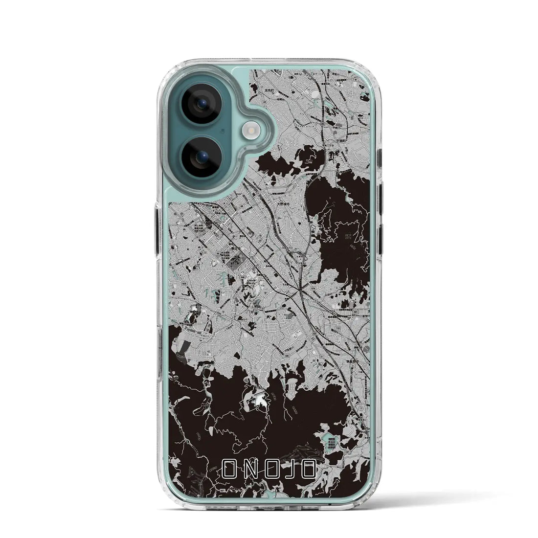 【大野城(福岡県)】地図柄iPhoneケース(MagSafeタイプ)モノトーン・iPhone 16 Pro 用