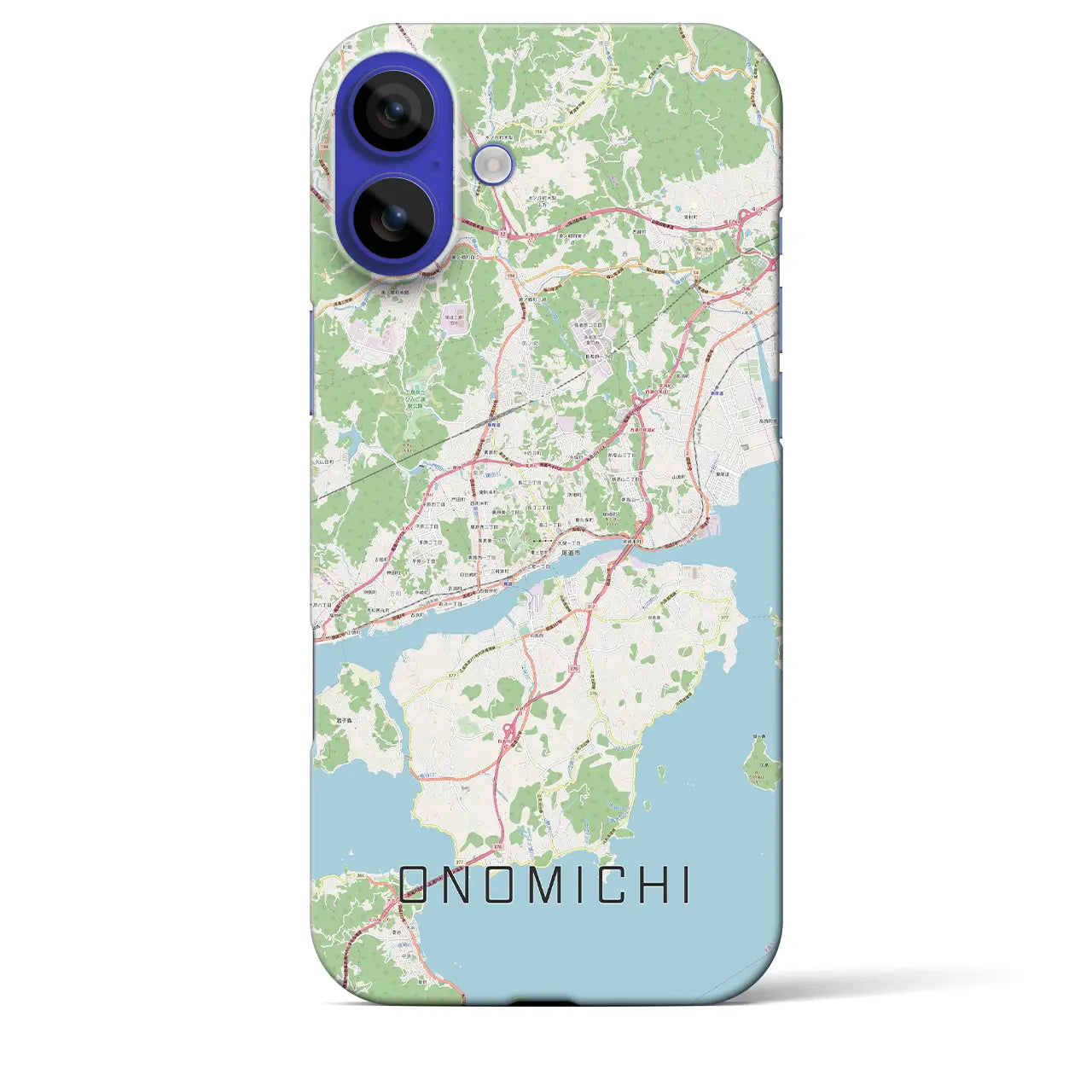 【尾道（広島県）】地図柄iPhoneケース（バックカバータイプ）ブラック・iPhone 16 Pro Max 用